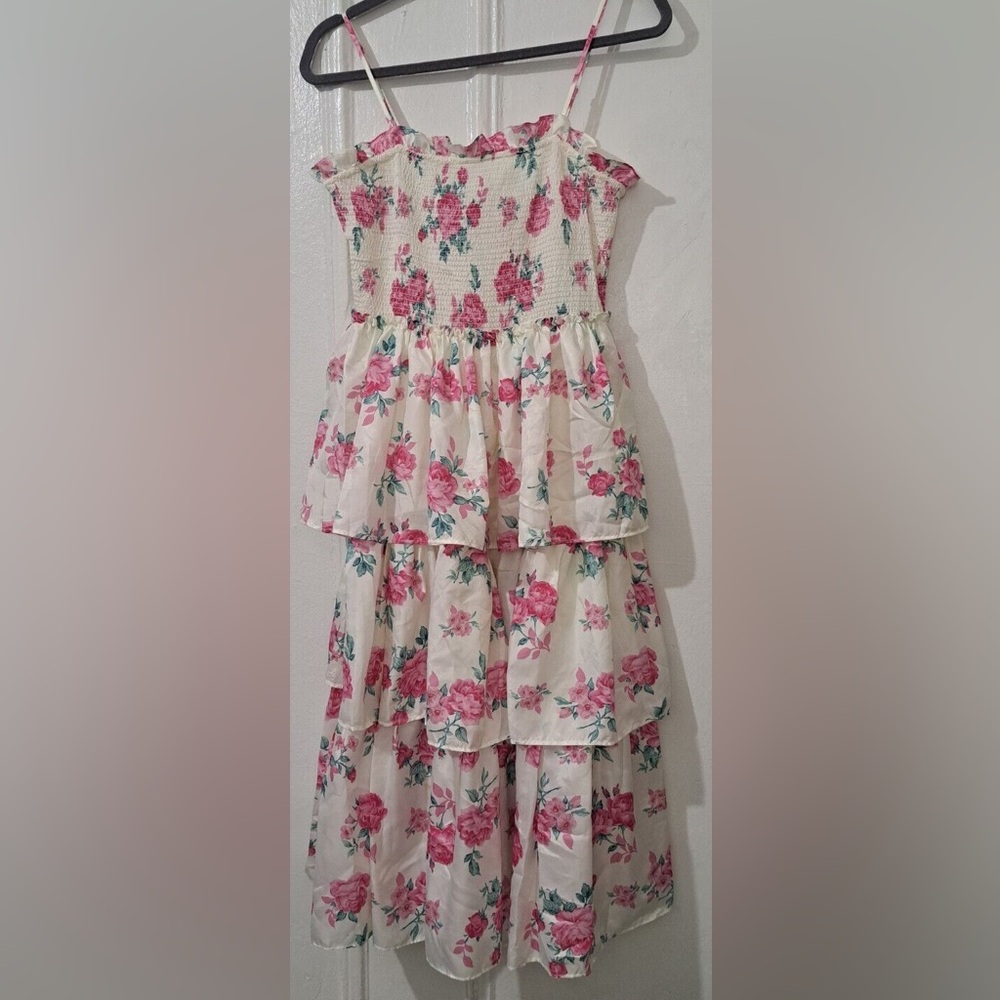 LoveShackFancy Pink and White Floral Dress